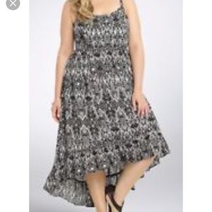 Torrid Hi-Lo Black and White Geo Print Dress